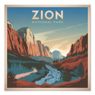 Zion National Park vintage Photo Print