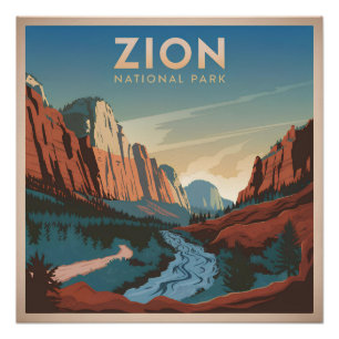 Zion National Park vintage Poster