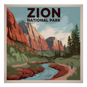 Zion National Park vintage Poster