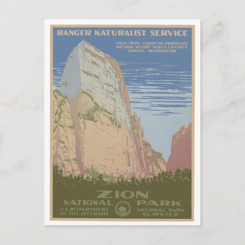 Zion National Park Vintage Poster Postcard