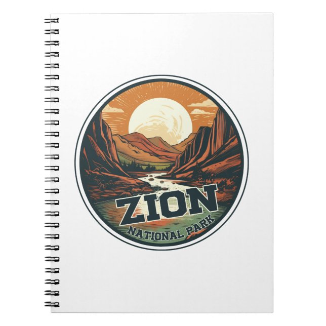 Zion National Park Vintage Sunset Travel Notebook (Front)