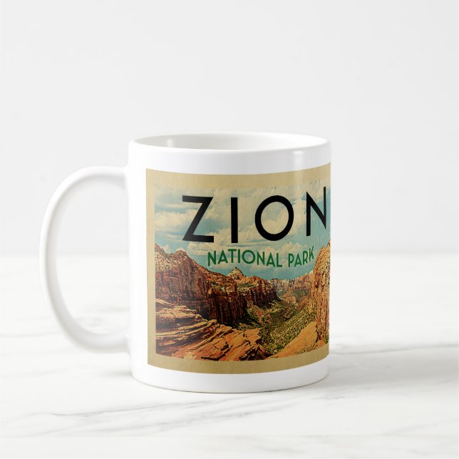 Zion National Park Vintage Travel Coffee Mug (Left)