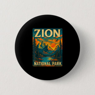 Zion national park vintage travel outdoor button