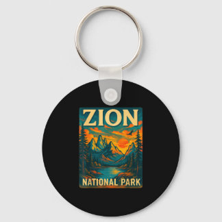 Zion national park vintage travel outdoor keychain