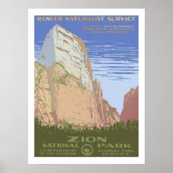 Zion National Park Vintage Travel Poster by ContinentalToursist at Zazzle