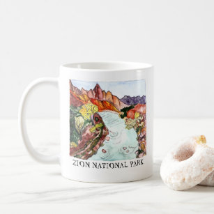 Zion National Park Watercolor Art Coffee Mug