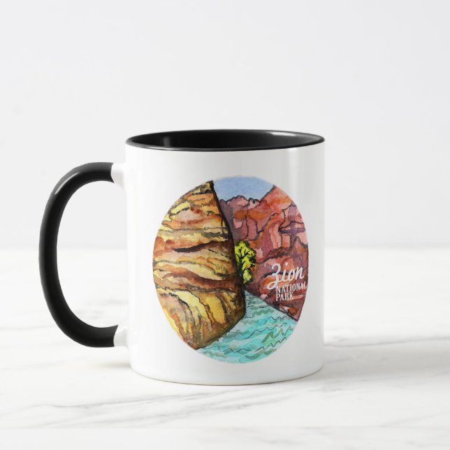 Zion National Park Watercolor Art Mug (Left)