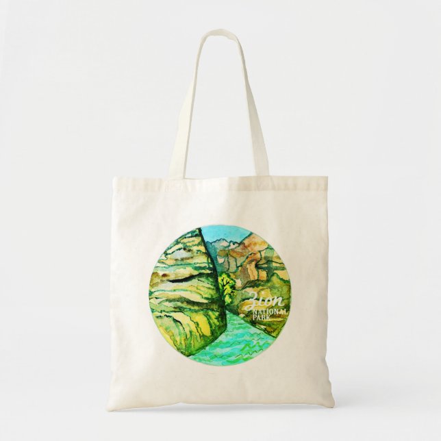 Zion National Park Watercolor Painting Art Tote Bag (Front)