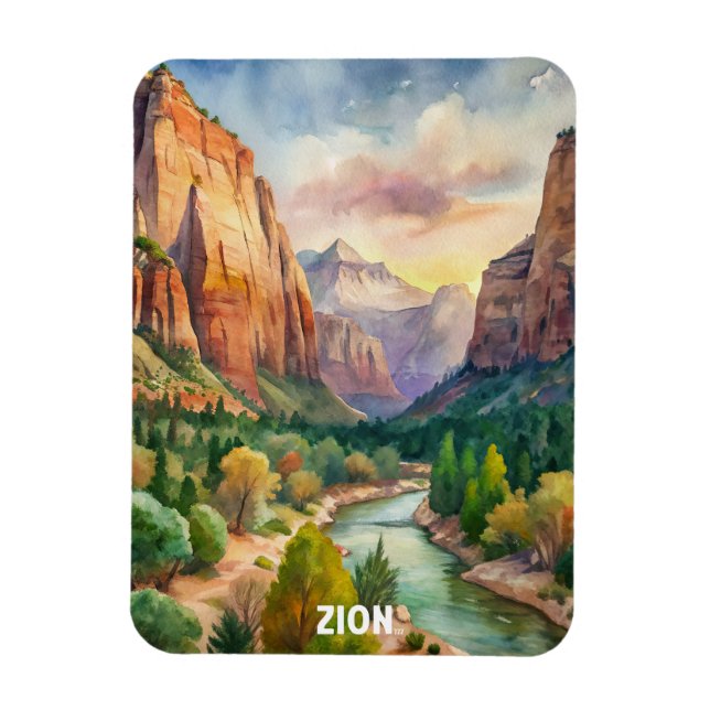 Zion National Park Watercolor Painting  Magnet (Vertical)
