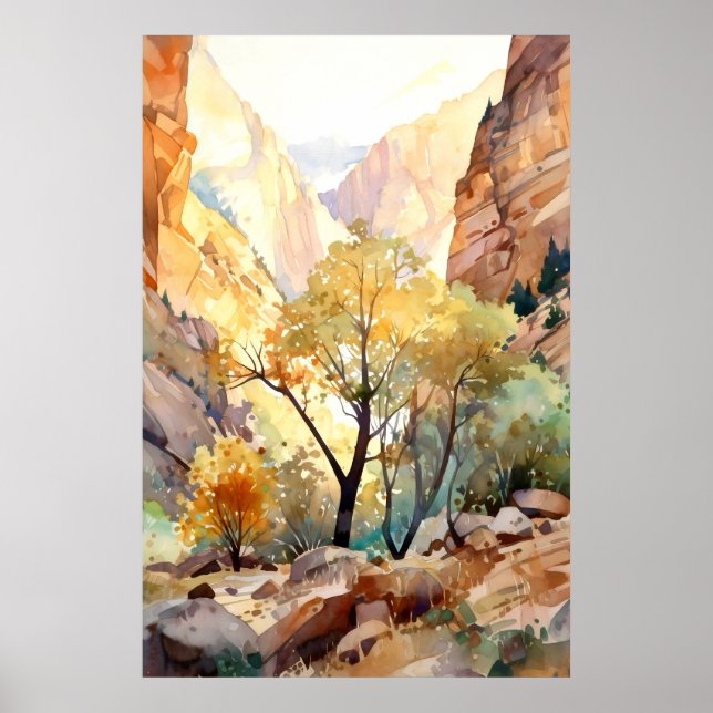 Zion National Park Watercolor Poster (Front)
