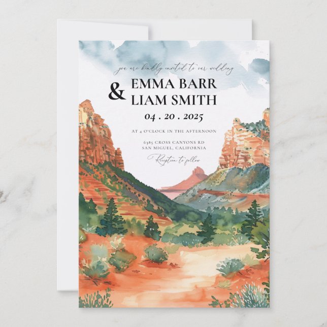 ZION National Park Wedding Invitation (Front)