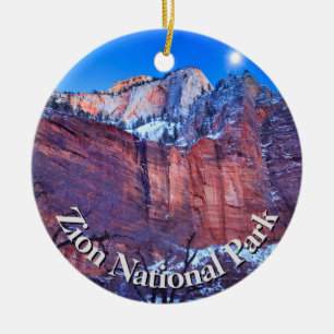 Zion National Park Winter Snow Ceramic Ornament