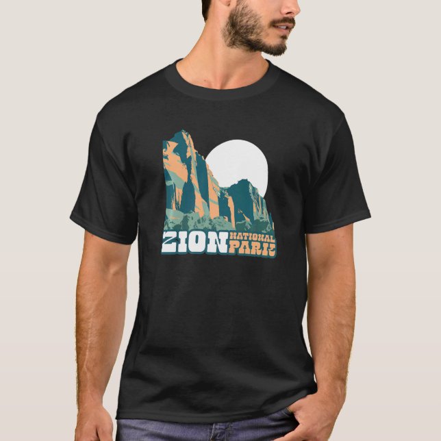 Zion National Park WPA Poster Style Graphic Utah T-Shirt (Front)