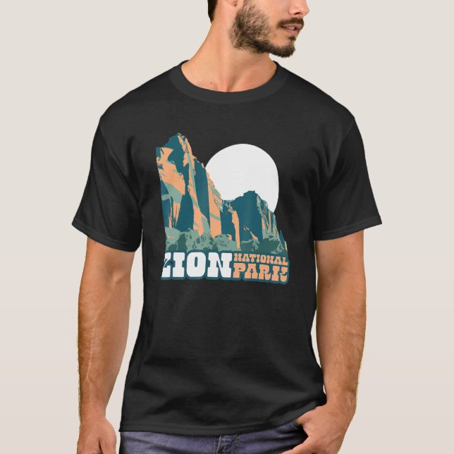 Zion National Park WPA Poster Style Graphic Utah T-Shirt (Front)