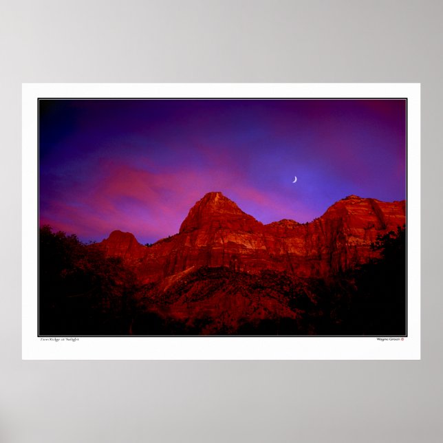 Zion Ridge at Twilight - Zion National Park, Utah Poster (Front)