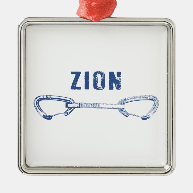 Zion Rock Climbing Quickdraw Metal Ornament (Front)