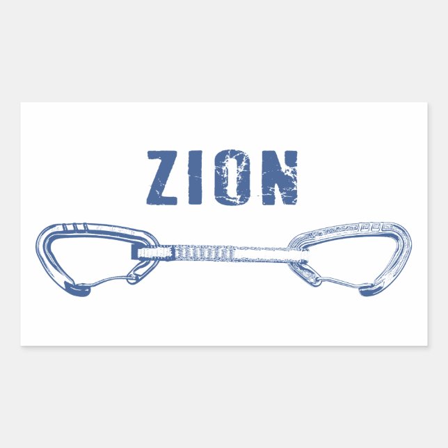 Zion Rock Climbing Quickdraw Rectangular Sticker (Front)