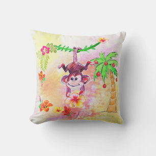 Zion the Monkey Wall Clock Outdoor Pillow