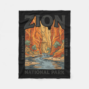 Zion The Narrows Utah National Parks Outdoors Fleece Blanket