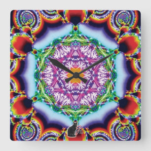 Zionesque Kaleidoscope Square Wall Clock