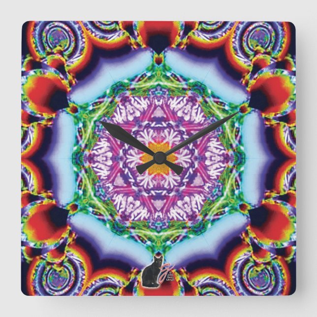 Zionesque Kaleidoscope Square Wall Clock (Front)
