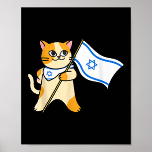 Zionist Cat Israeli Flag Pro-israel Jewish Poster