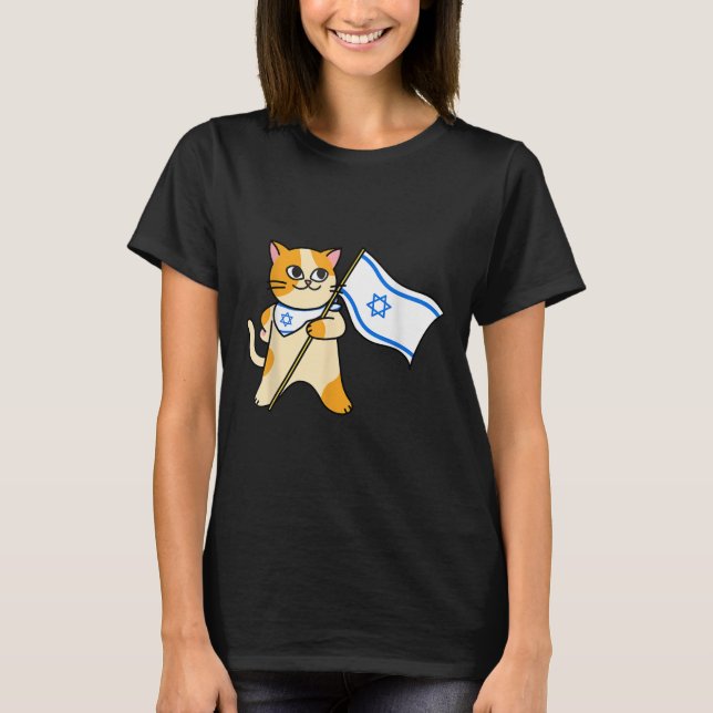 Zionist Cat Israeli Flag Pro-israel Jewish T-Shirt (Front)