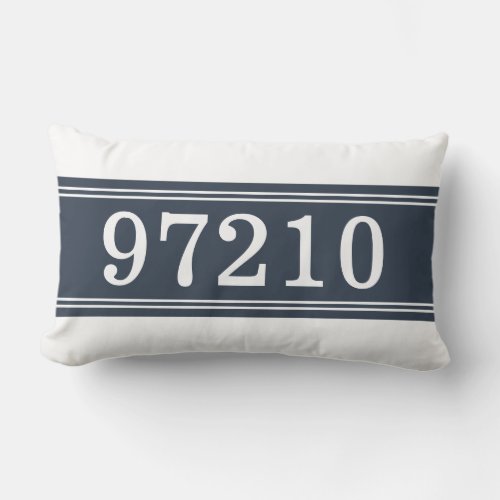 Zip Code Blue White New Home Housewarming Lumbar Pillow