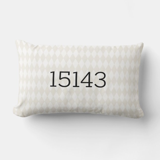 Zip Code Classic Harlequin Moving New Home Lumbar Pillow (Front)