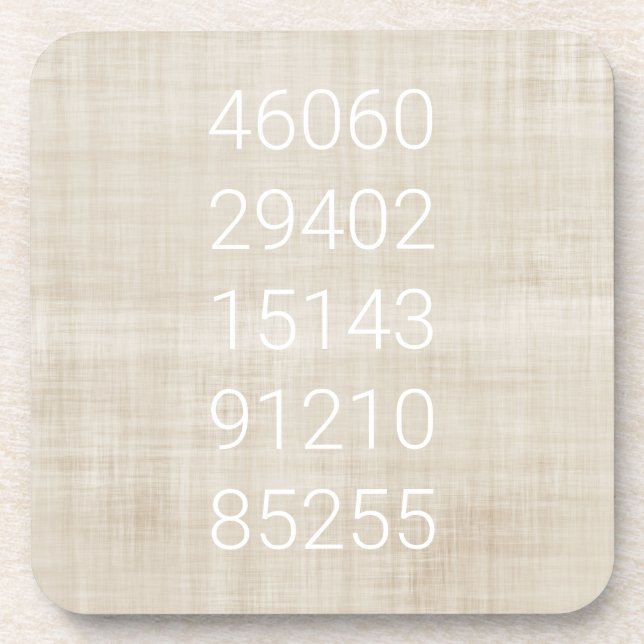 Zip Code History New Home Personalized Beige White Beverage Coaster (Front)