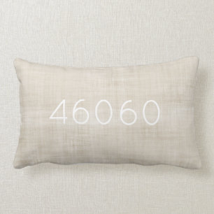 Zip Code Moving New Home Decor Beige White Neutral Lumbar Pillow