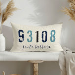 Zip Code Personalize Beach House Throw Lumbar Pillow<br><div class="desc">This personalized zip code pillow is perfect for your beach or vacation home. It features your zip code and town name in costal colors of navy blue,  teal and gray on an off white background. It make a perfect housewarming or newlywed gift.</div>