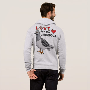 Zip Hoodie "Love For The Underdogs" with Pigeon
