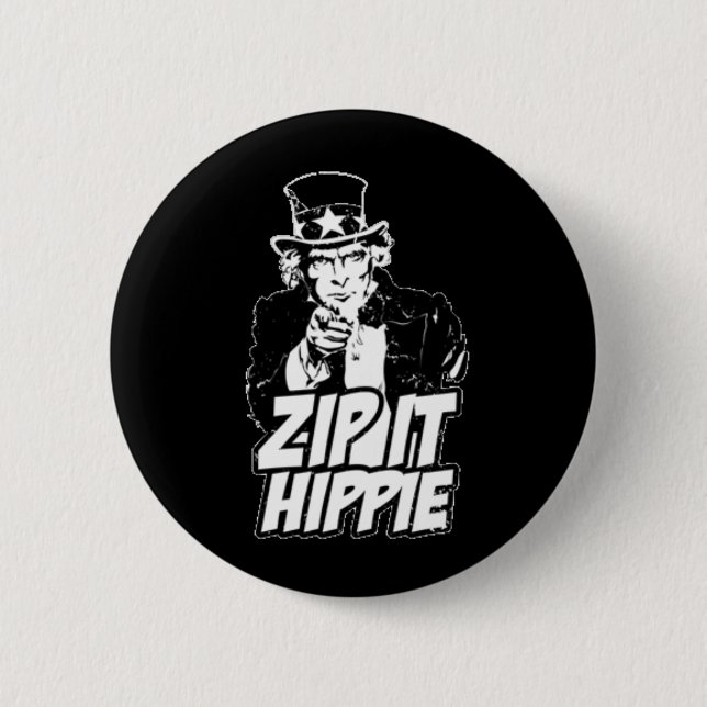 Zip It Hippie Pinback Button (Front)