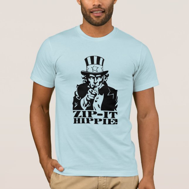Zip it Hippie! T-Shirt (Front)