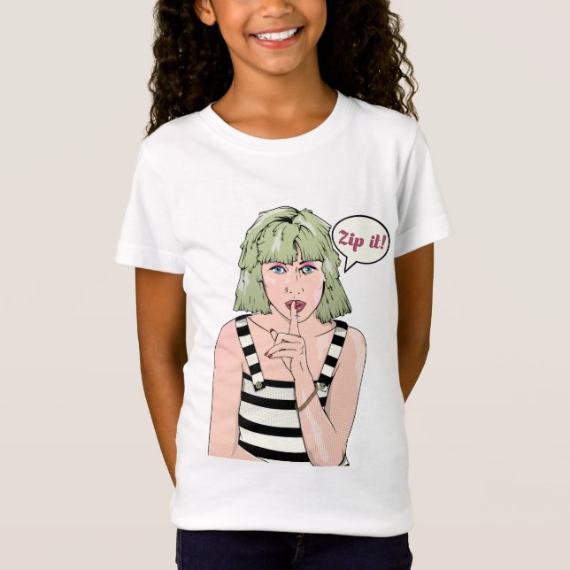 Zip It Pop art woman T-Shirt (Front)