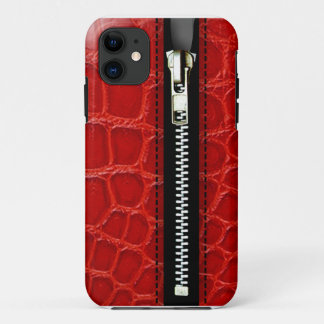 Zip It Up - Trompe L'Oeil red crocodile iPhone 11 Case