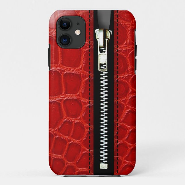 Zip It Up - Trompe L'Oeil red crocodile Case-Mate iPhone Case (Back)