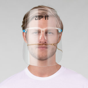 Zip It with Funny Over the Mouth Gold Zipper, ZSGG Face Shield