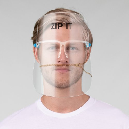 Zip It with Funny Over the Mouth Gold Zipper ZSGG Face Shield