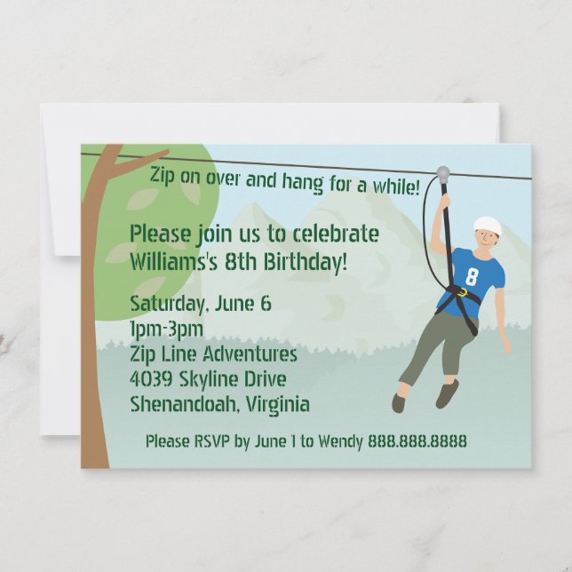 Zip Line Lining Birthday Party Invitation (Front)