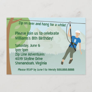 Zip Line Lining Birthday Party Invitation