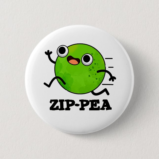 Zip-pea Funny Zippy Pea Pun  Button (Front)