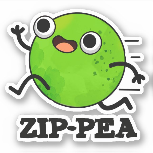 Zip-pea Funny Zippy Pea Pun  Sticker (Front)