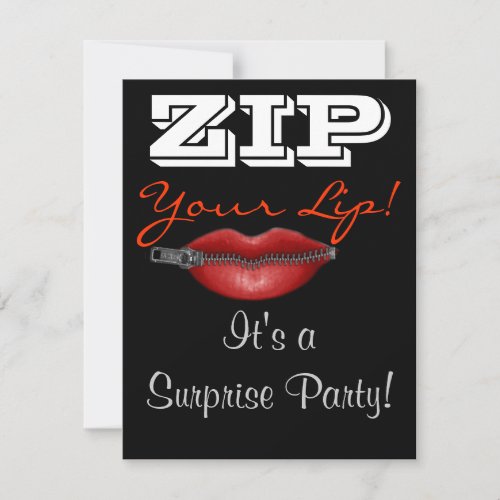 ZIP your lip surprise party invite