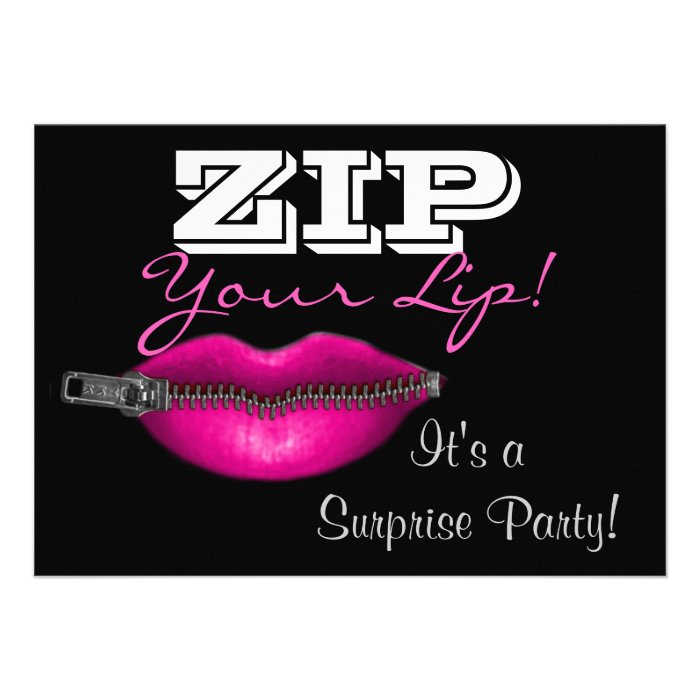 ZIP your lip surprise party invite hot pink lips