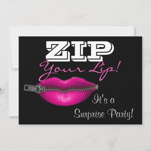ZIP your lip surprise party invite hot pink lips