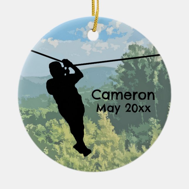 Zipline Adventure Ceramic Ornament (Front)