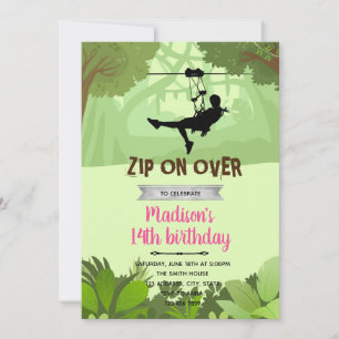 Zipline girl invitation