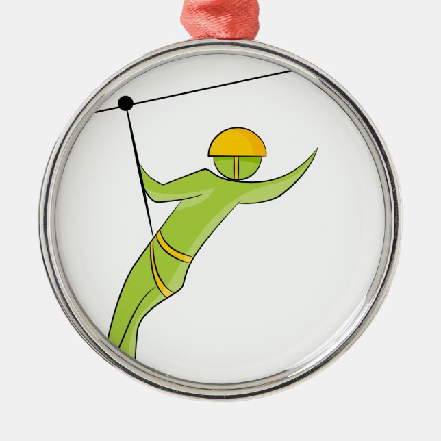 Zipline Rider Stick Figure Icon Metal Ornament (Front)